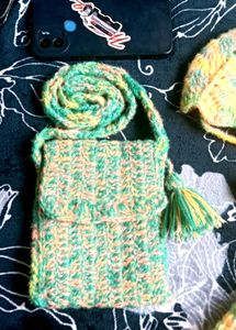 Crochet Co-Ord Set With Cellphone Sling Bag