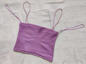 Lilac Ribbed Cropped Cami