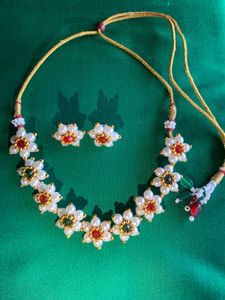 Pearl Flower Necklace &amp; Earring Set