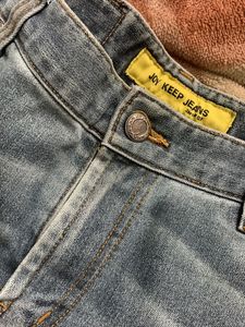 Denim Shorts With Flower Net Embroidery