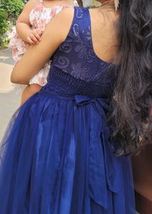 NAVY BLUE SEQUIN NET GOWN