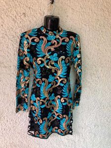 SEQUINNED HIGH NECK DRESS
