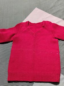 Red V-Neck Knit Sweater