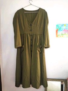 Olive Green Button-Down Dress