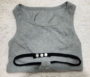 Urbanic detachable belt detail grey crop-tank top