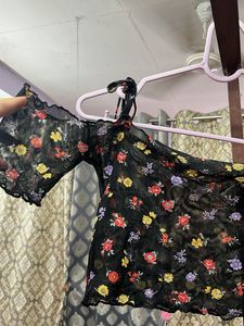 Off Shoulder Tie Up Floral Crop Top