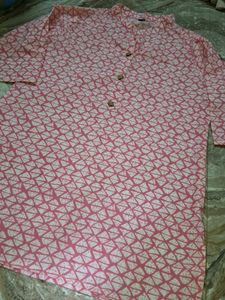 Pink And White Short Kurta For Girls