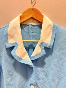 Beautiful Korean Blue And White Top