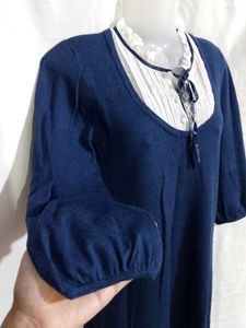 Navy Blue Woolen Dress
