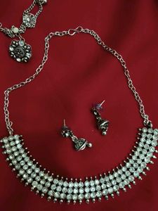 oxidised Necklace and tikla jewellery set
