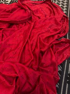 Dark Maroon Party Wear Saree With Blouse Piece