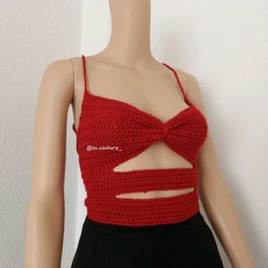 Crochet Red Backless Top