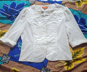 Elegant White Lace Detail Jacket