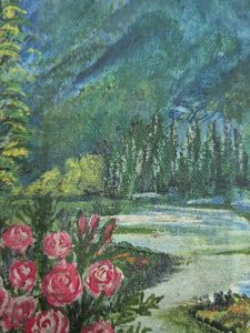 Vintage Mountain Landscape Painting