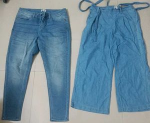 Denim Jeans & Culottes Set