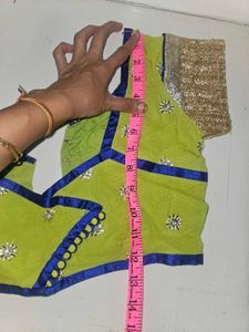 Elegant Lime Green Saree With Stiched Blouse