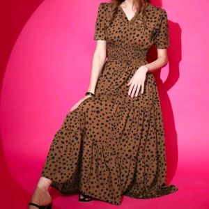 Chic Brown Polka Dot Dress