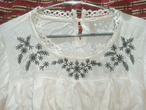 White Embroidered Top