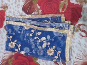 Blue Floral Dupatta