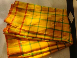 Yellow Checkered Dress Material