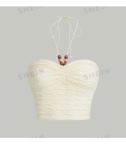 SHEIN Tie Backless Ruched Top