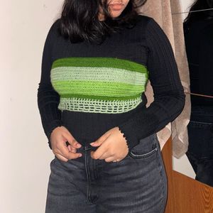 Green Crochet Crop Top