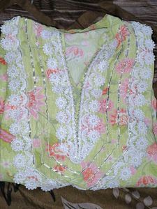 Pure Cotton Vishudh Lace Work Kurta Set