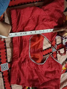 A Saree Half In Off White And rest Red