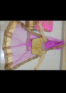 It&#39;s Pink Golden Colour Lehenga Fully Artwork