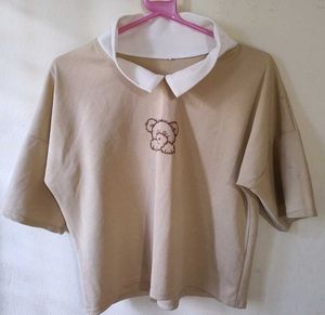 Beige drop shoulder top