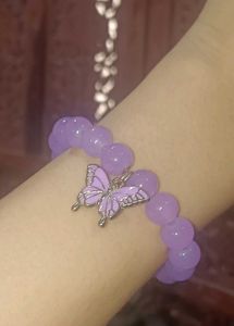 Pink And Purple Butterfly Duo Bracelet