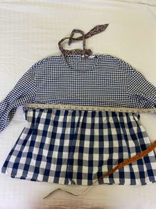 Zara Checkered Long Sleeve Top Bust 38