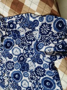 Fabindia Blue Cotton Hand Block Printed Shirt
