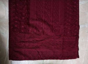 Maroon Embroidered Kurta