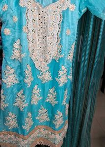 Red Embellished Kurta