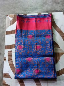 pink and neavy blue colour saree