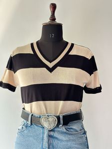 Striped V-Neck Tee