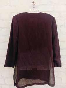 Vintage Burgundy Blazer with White Collar