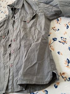 Gray  Full Sleeve Shirt Button-Down