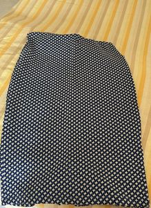 Navy & White Patterned Pencil Skirt