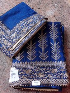 Elegant Blue &amp; Gold Embroidered Salwar Kameez