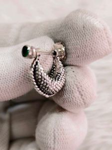 Pure Silver Green Stone Bali