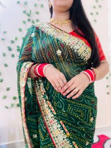 Emerald Green Bandhani Saree