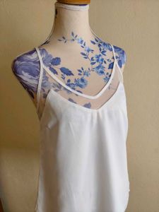 White Sheer V-Neck Tank