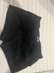 Black Textured Shorts