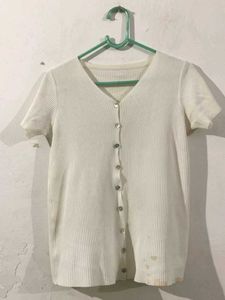 white button crop top