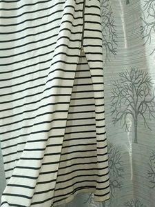 White Strip Slit Skirt