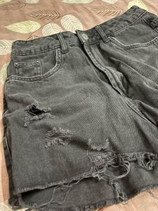 Ripped Black Denim Shorts