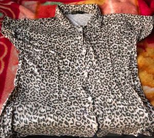 Leopard Print Button Down Shirt
