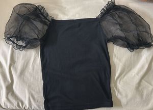 Black Puff Sleeve Top